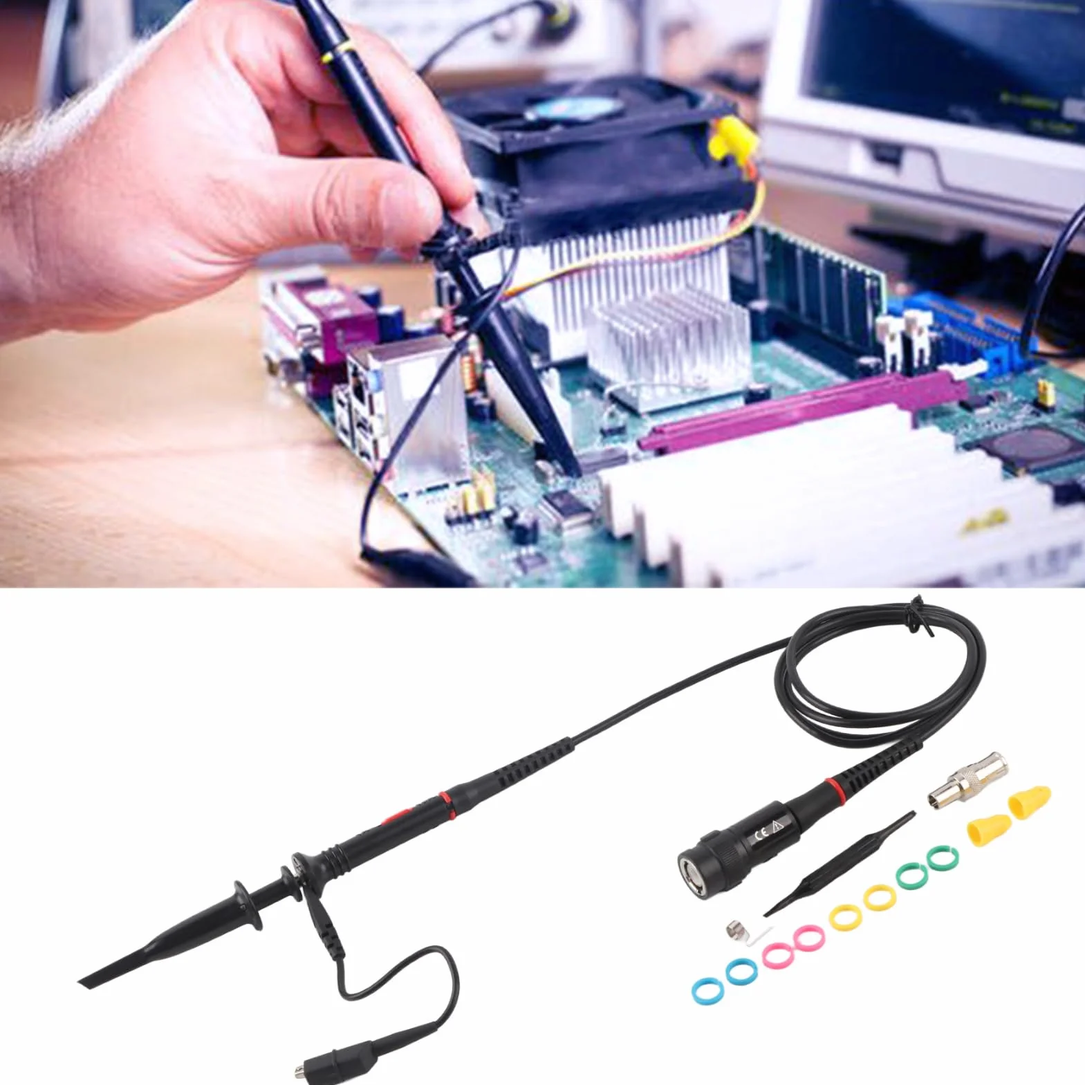 1Pc 200Mhz Zakres Oscyloskopu, Sonda Oscyloskopowa 200Mhz Pp215 Sonda Testowa Klip Bnc P2200 X10/X1 Czarny
