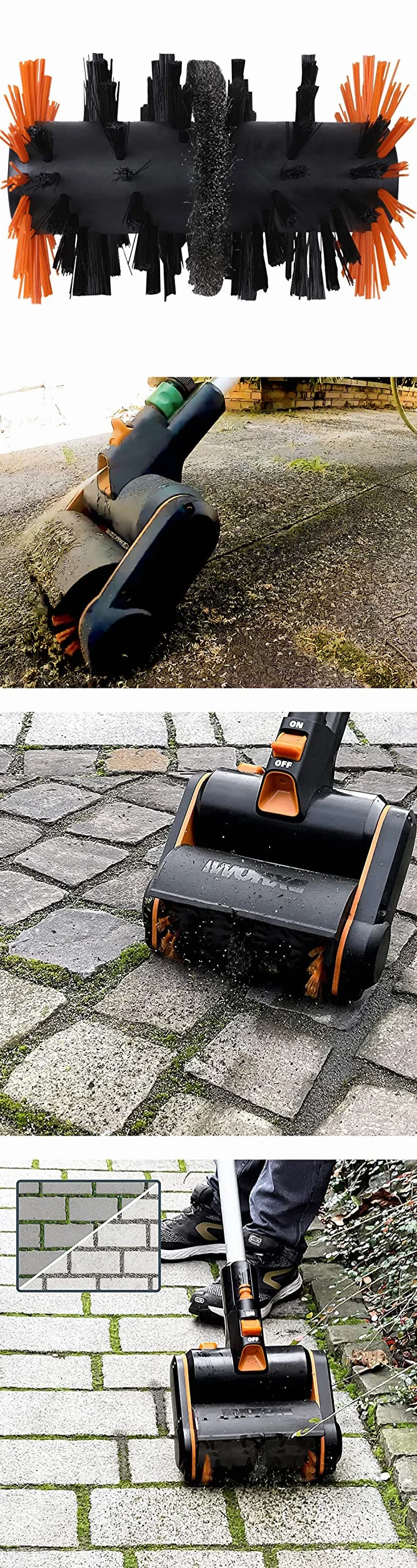 WORX WA0293 szczotka do fug z twardego drutu strumieniowego do akumulatorowego czyszczenia powierzchni WG441E, nadaje się do czyszczenia fug i chwastów, oryginalna część zamienna, łatwy montaż bez