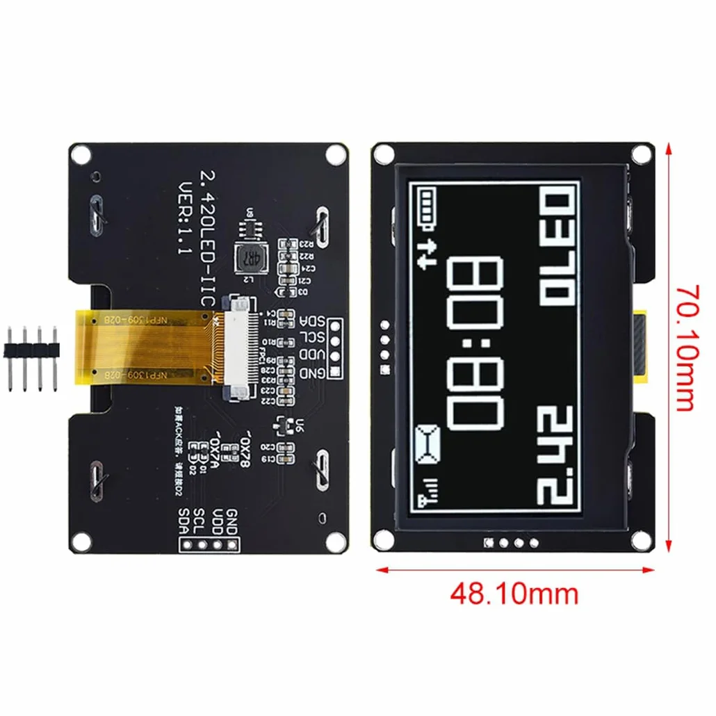 Hailege 2,42" SSD1309 128x64 Moduł wyświetlacza OLED 4-pinowy IIC biały
