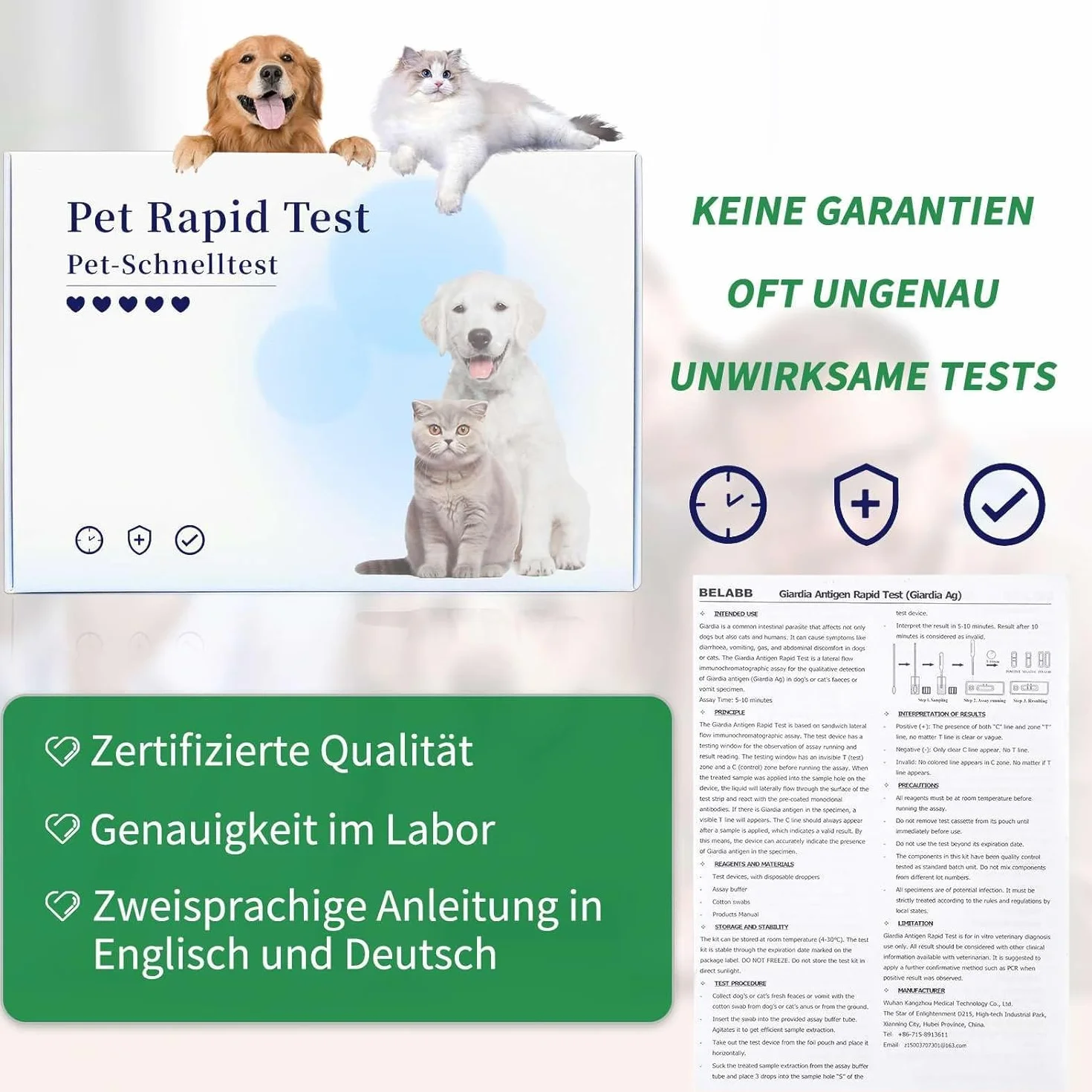 5 x Giardien szybki test dla psów i kotów, test Giardii, jakościowy test Giardia