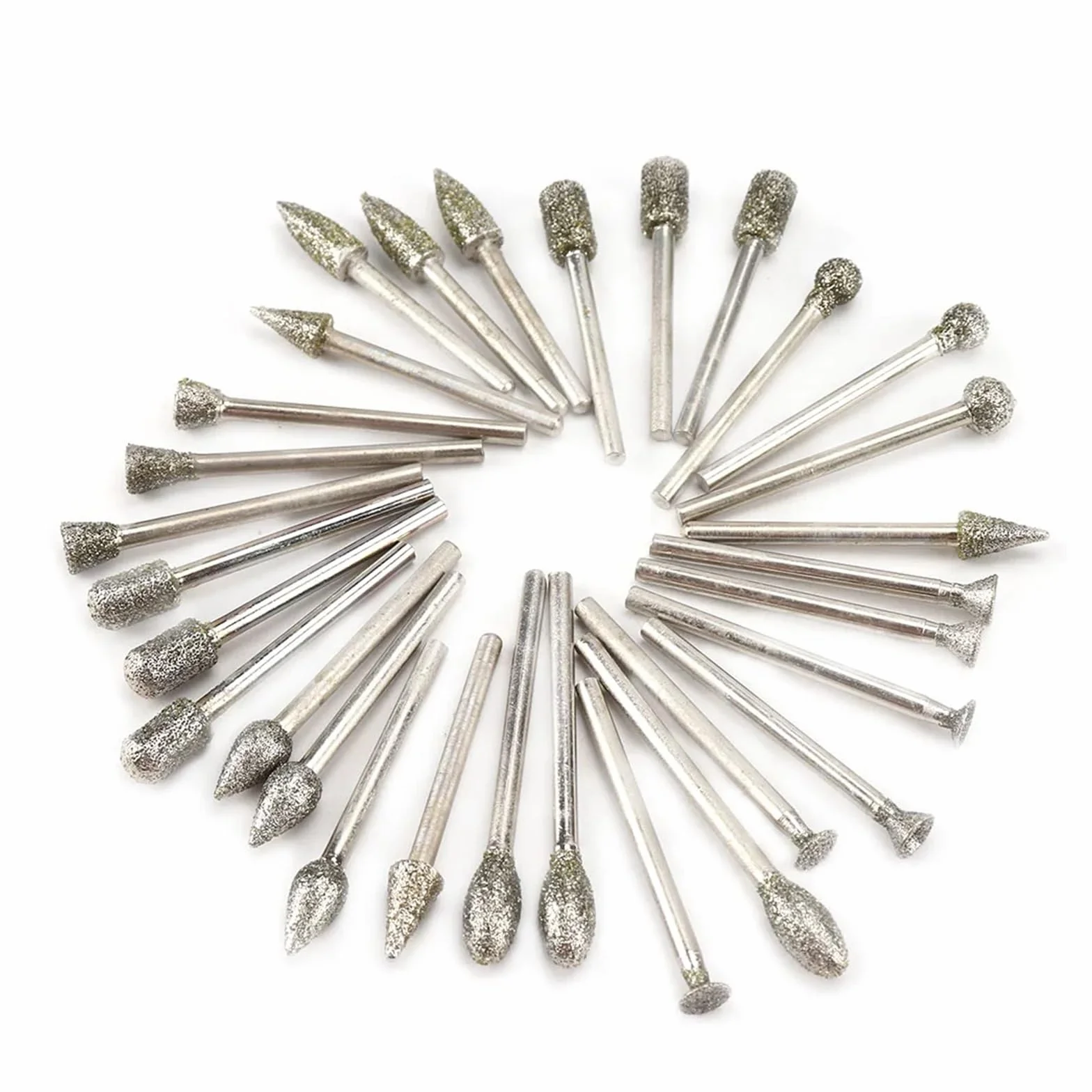 3mm Shank Diamond Grinding Head Burrs Bit Set 20pcs Mini Drill Abrasive Tools