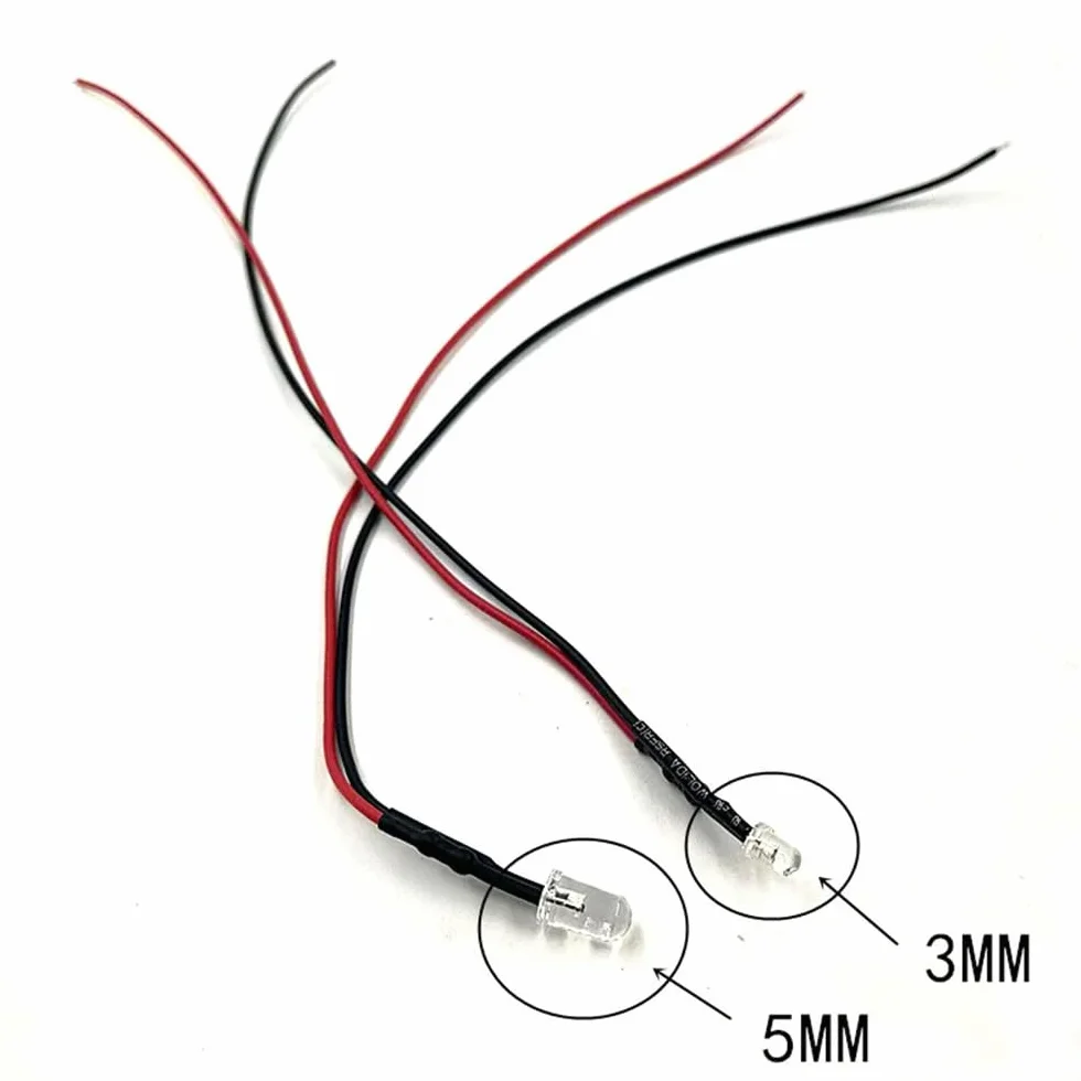 35 sztuk (7 kolorów x 5 sztuk) 3 mm świecowe diody LED świecowe LED Pre Wired 7,9 cala DC 9-12 V zestaw lamp emitujących różne kolory ciepła biel czerwony żółty zielony niebieski pomarańczowy