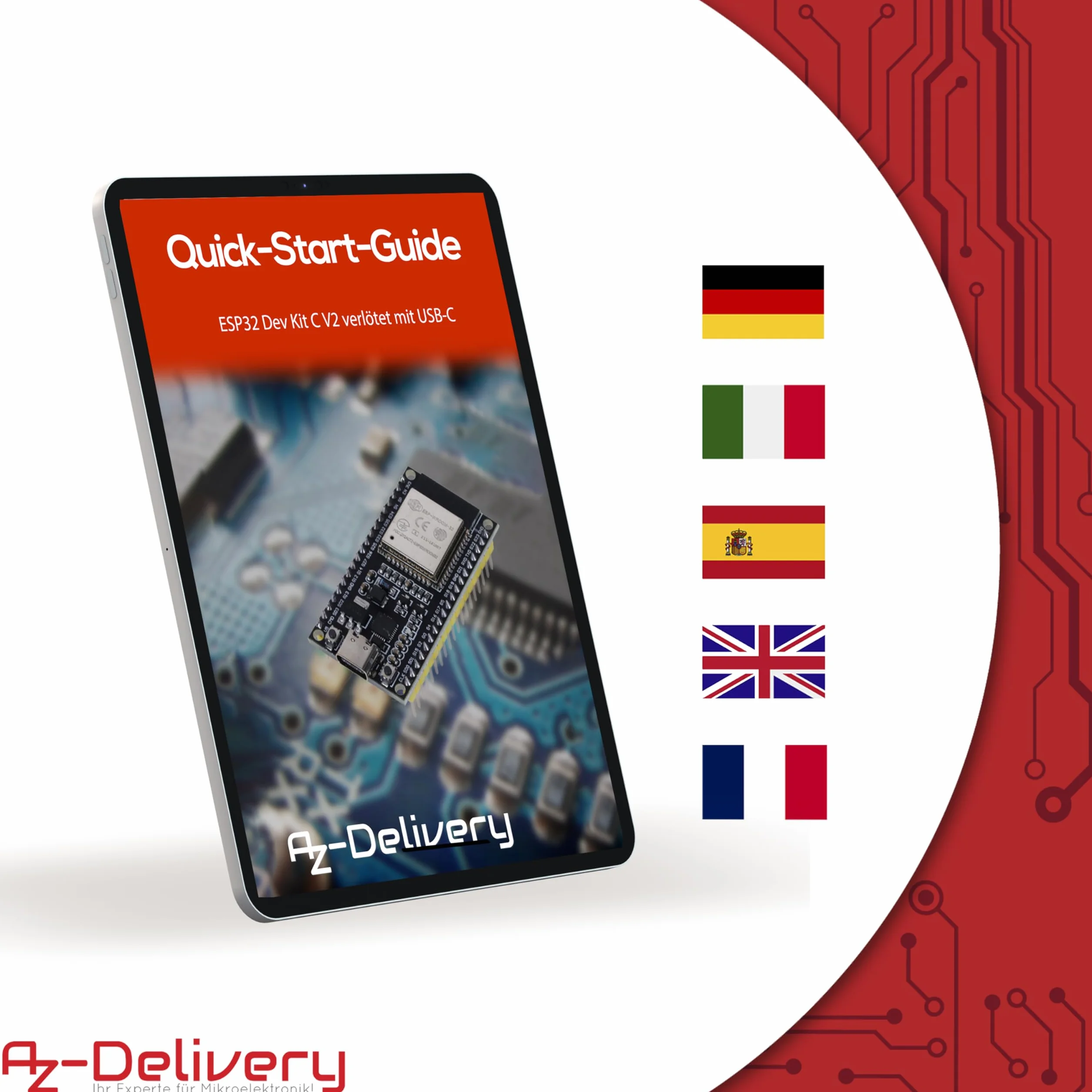 AZDelivery ESP32 NodeMCU Zestaw C Dev WLAN Moduł z CP2102 USB-C ESP32 WROOM 32 Arduino