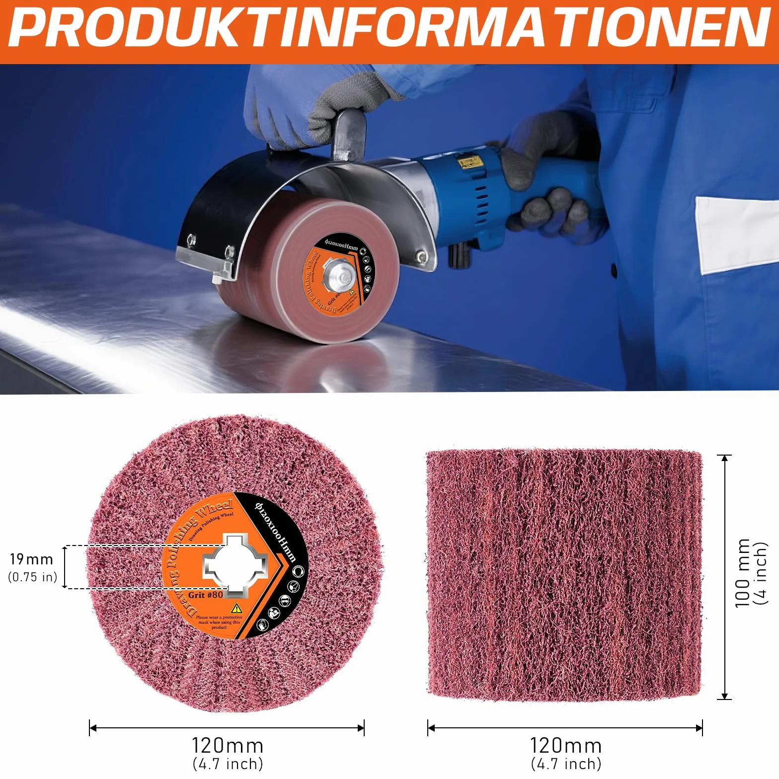 Szczotka z wałkiem szlifierskim, szczotka z włókien syntetycznych do maszyny satynowej, tulejki szlifierskie, ziarnistość 80 do drewna, metalu, powierzchni kamiennych, odnowiona, satynowy wzór