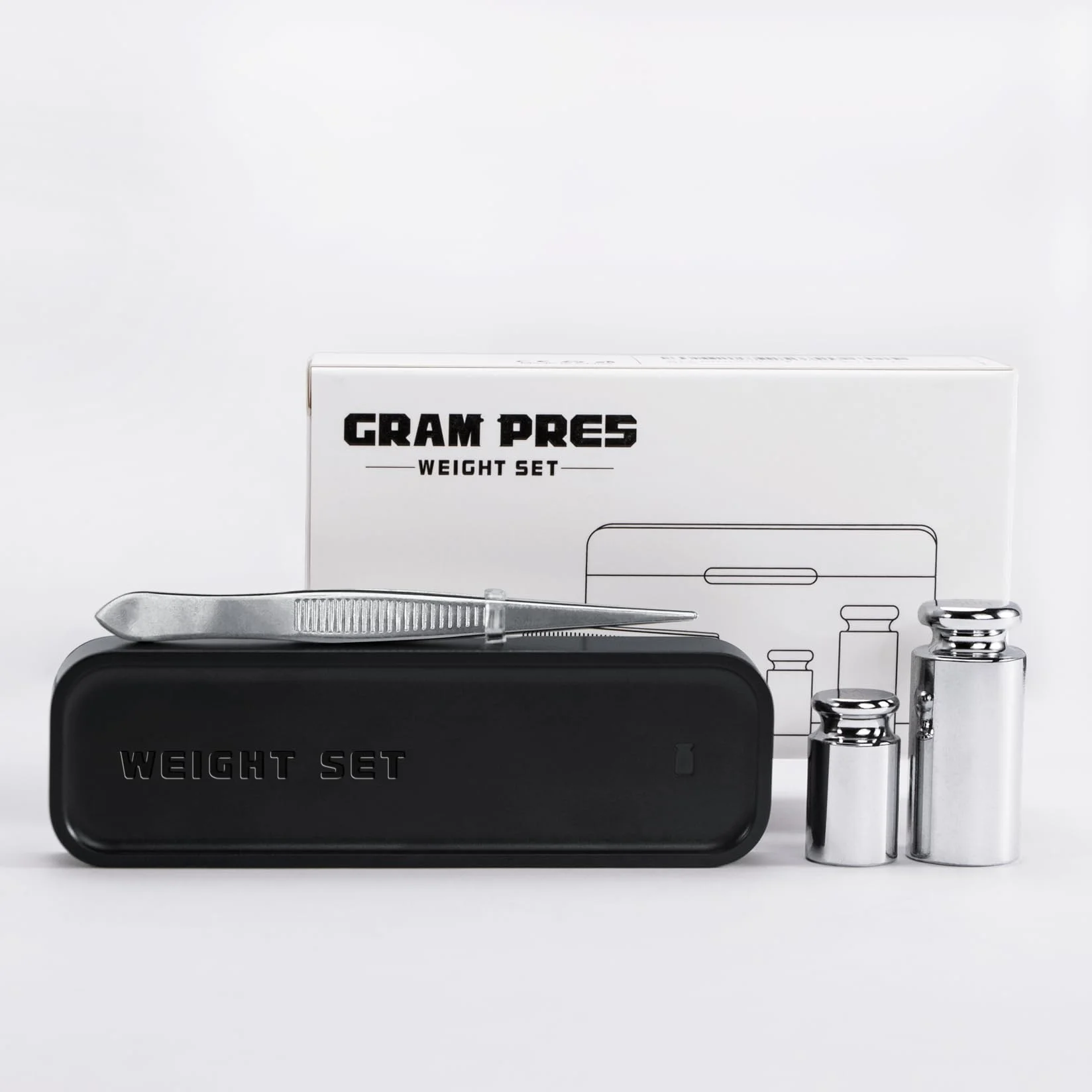 GRAM PRES Ciężarki kalibracyjne 210 g, 9 szt., stal nierdzewna, waga kalibracyjna, 1 g, 2 g, 5 g, 10 g, 20 g, 50 g, 100 g, waga kalibracyjna z pudełkiem do przechowywania, pęseta do cyfrowej skali