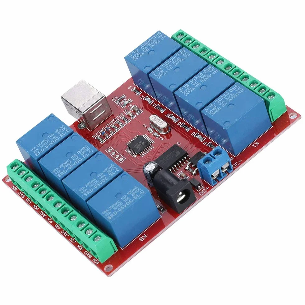 Moduł Przekaźnika 5 V 8-kanałowy DC USB Kontrolera Przełącznika PC Płyta