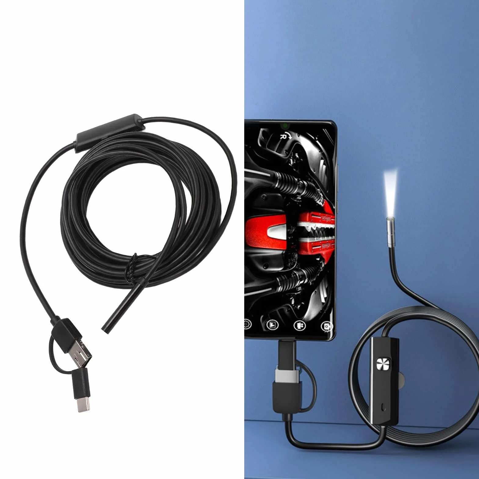 Endoskop 5,5 Mm Kamera Boroskopowa USB 3 w 1 IP67 Wodoodporna Kamera Inspekcyjna z Interfejsem Typu C do Konserwacji Inspekcyjnej (2M)
