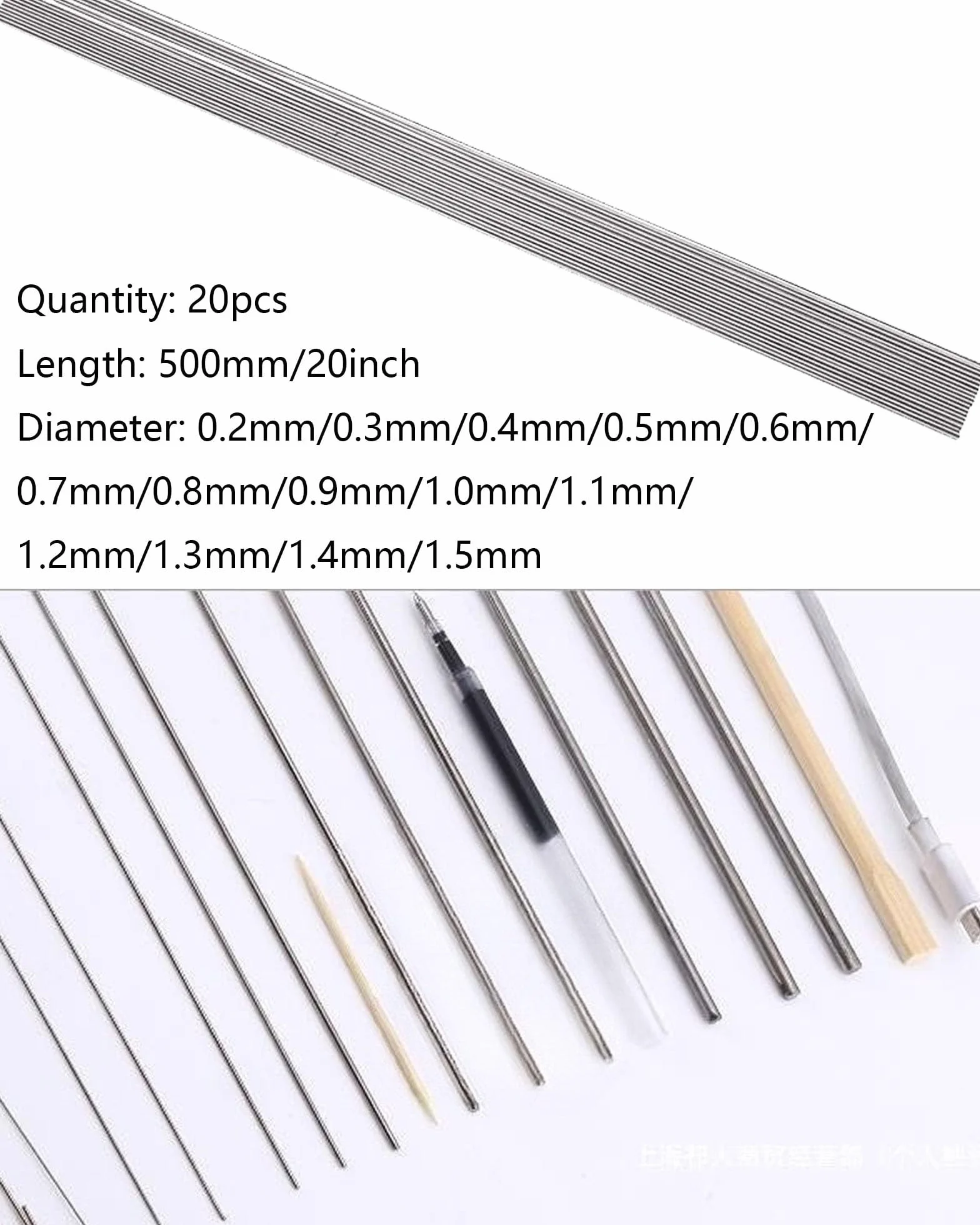 Zestaw drut sprężynowy 304 stal szlachetna 0,2-2 mm 50 cm