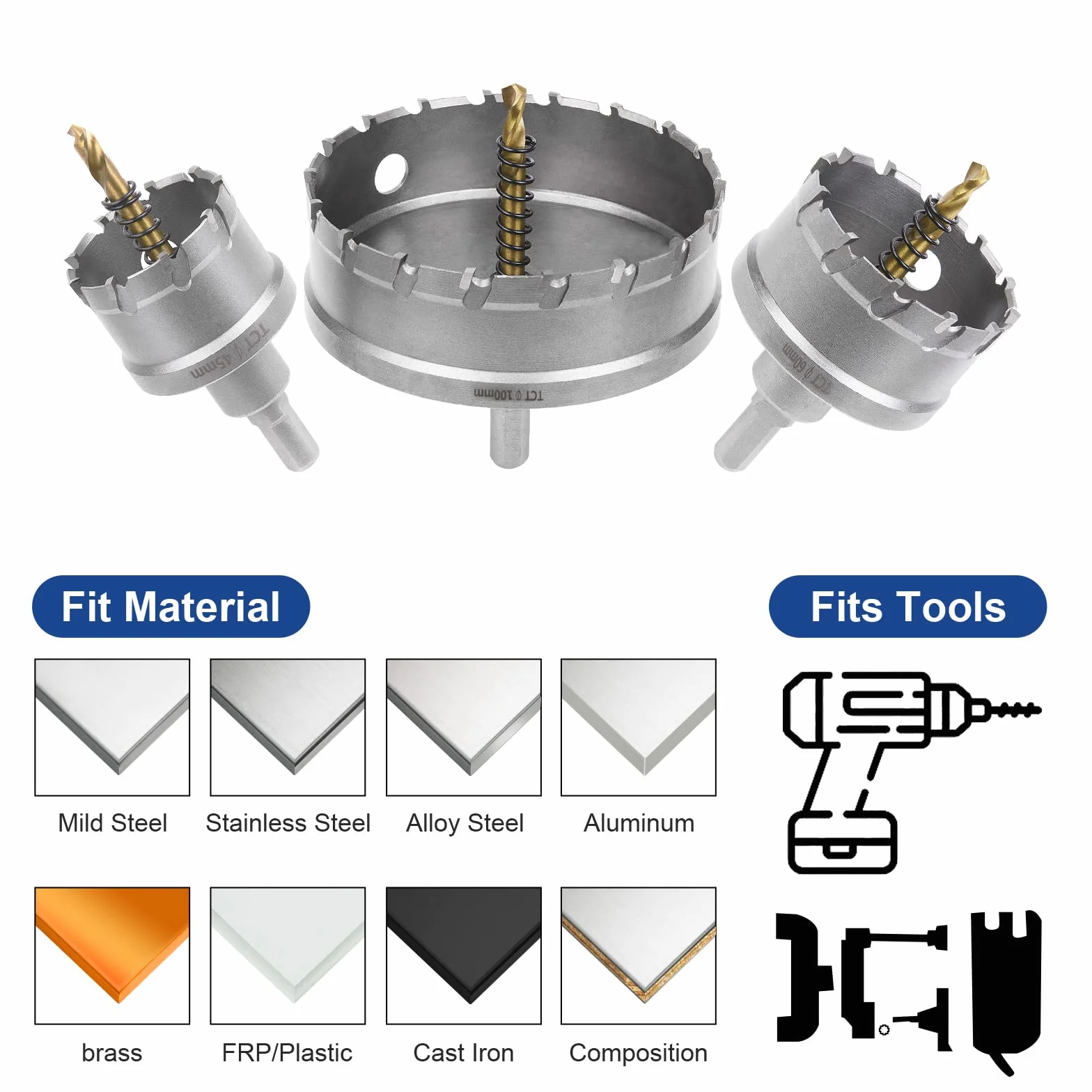 Flintronic Otwornica do bimetalu 45 mm TCT Heavy Duty stal nierdzewna wiertło do metalu