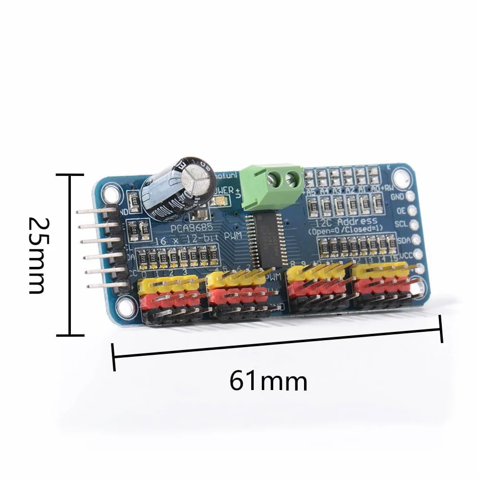 2 szt. PCA9685 PWM sterownik silnika 16-kanałowy, 12-bitowy moduł PWM IIC, do robotów AR-duino, do sterowania robotem, elektroniczny sektor ekspansji