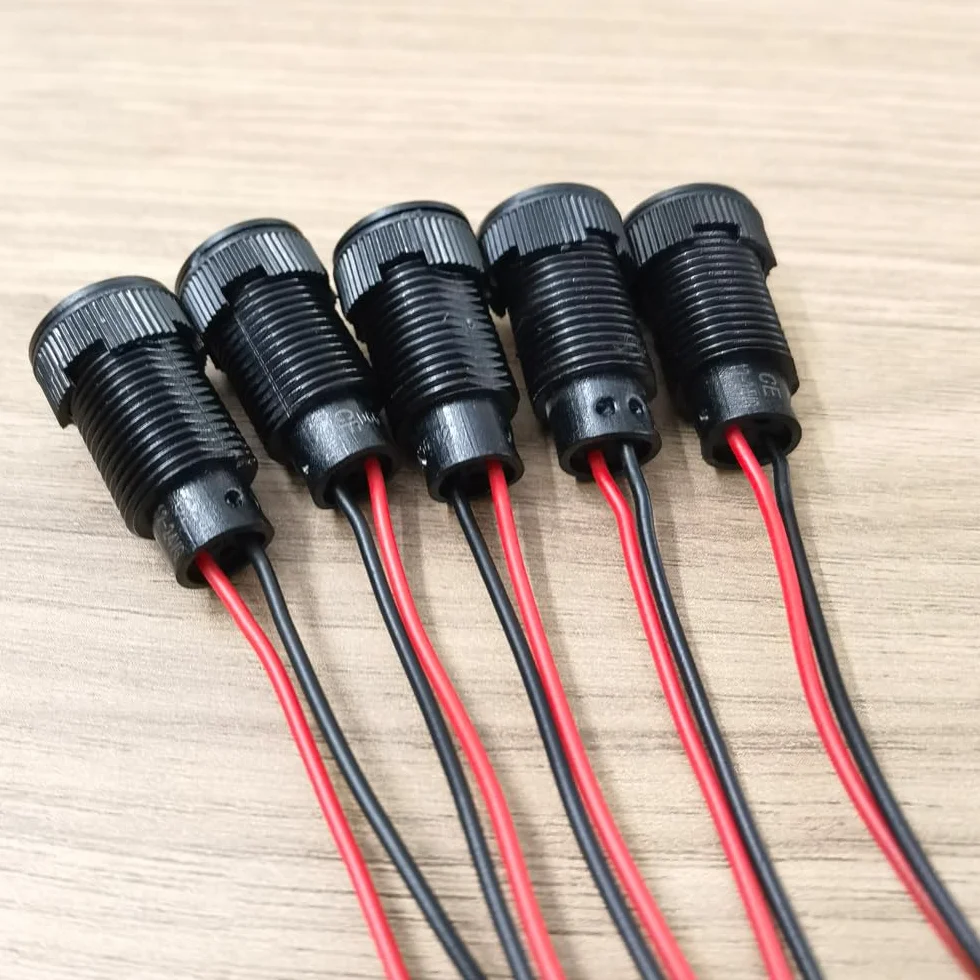 Gebildet Plastikowy Wskaźnik LED Lampka Sygnalizacyjna AC/DC 12-24V Rozmiar 12mm 5szt.