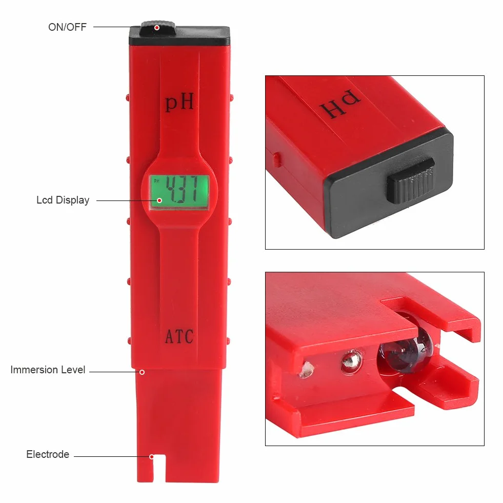 Miernik PH Tester jakości wody z wyświetlaczem LCD - Haofy Cyfrowy miernik wartości PH ATC Tester jakości wody ± 0,01pH Cyfrowy miernik TDS o wysokiej dokładności do wody pitnej Basen