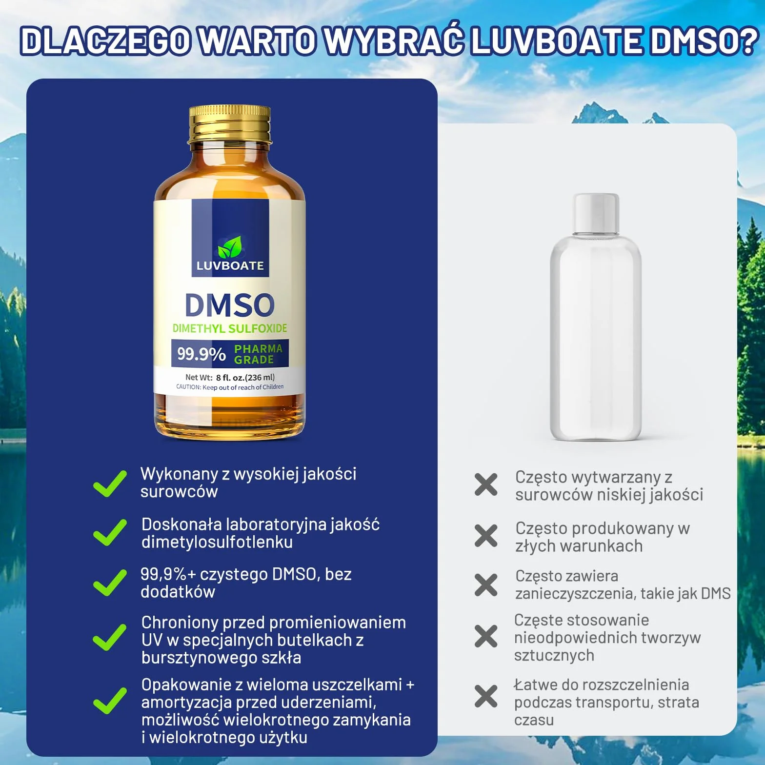DMSO 99,9% 236ml dimetylosulfotlenek klasy farmaceutycznej - Bursztynowe Butelki