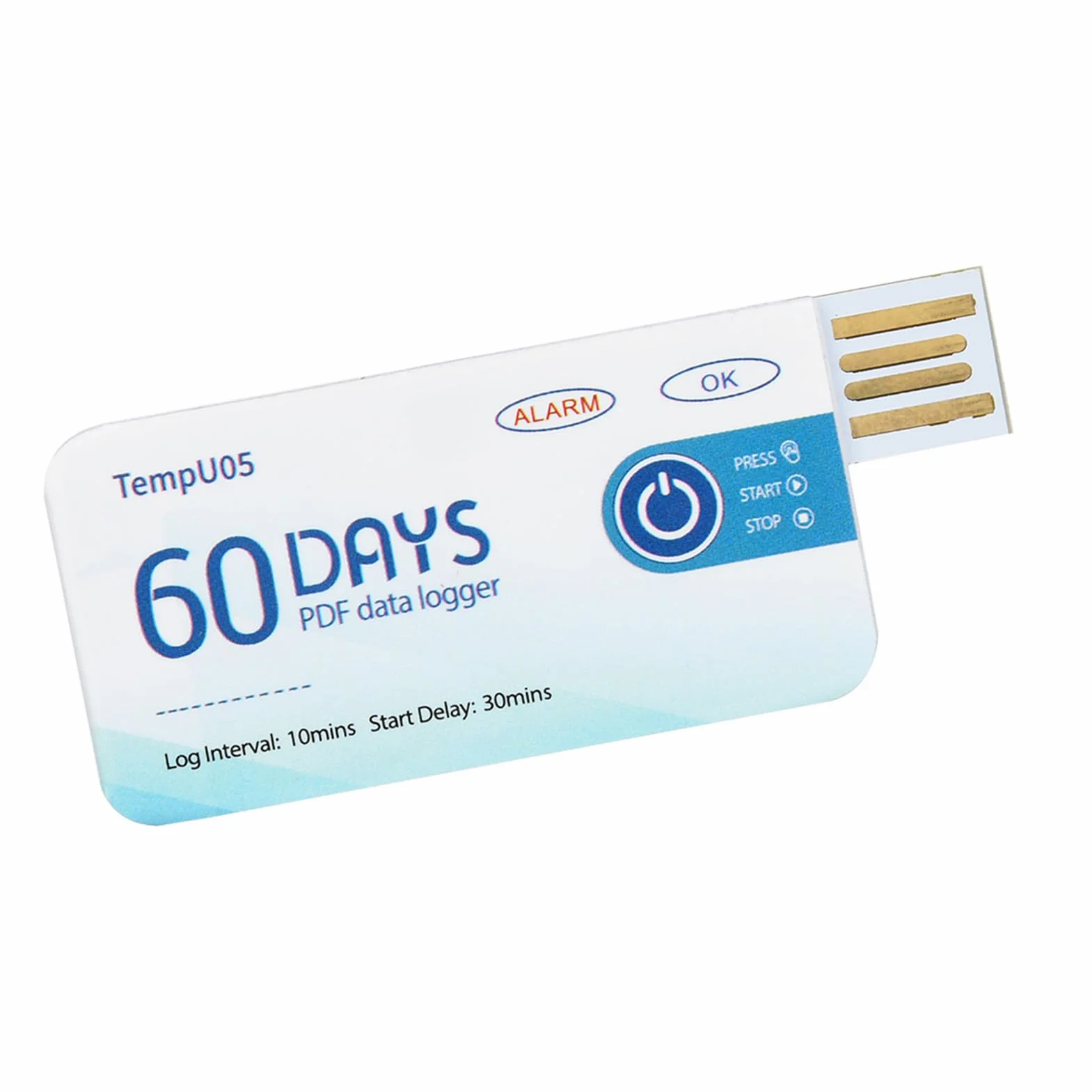 2 szt. Rejestrator Danych Temperatury USB, pojemność Danych 10000 PDF Rejestrator Raportów Plastikowy Jednorazowy Rejestrator Temperatury