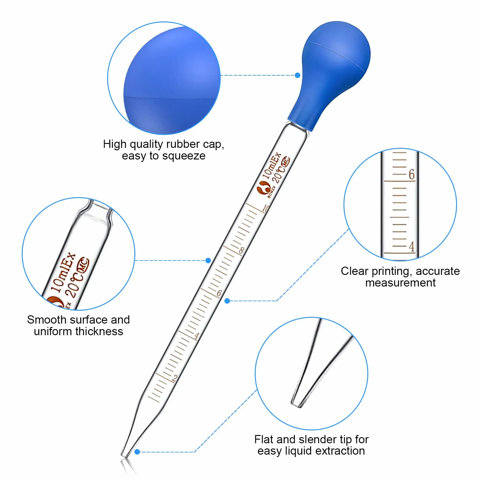 Szklana pipeta do pomiaru szkła, zestaw 6 sztuk, 5 ml, 10 ml, szklany cylinder pomiarowy 25 ml, pipeta z pędzlem i mieszadłem, do laboratorium, medycyny, szkoły, probówki