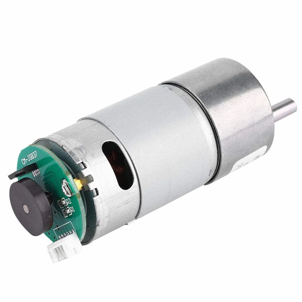 Motoreduktor DC 12/24V 37 mm Silnik z Redukcją Prędkości 10-1500 RPM z Enkoderem Mimośrodowy Wał Wyjściowy Silnik Przekładniowy