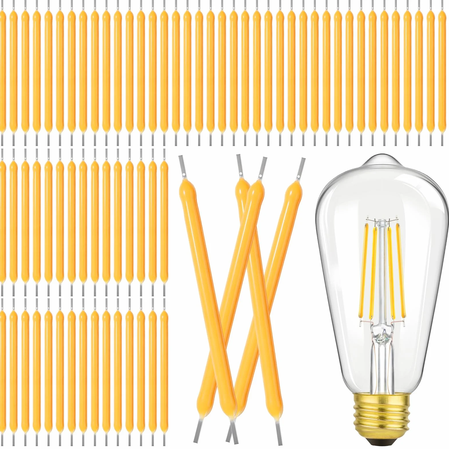 100 sztuk części zamiennych z filamentem LED, 38 mm, 3 V, części żarnikowe żarówek, filament żarówek, żarnik z ciepłym światłem, elastyczne akcesoria świetlne do oświetlenia DIY, oświetlenie domu