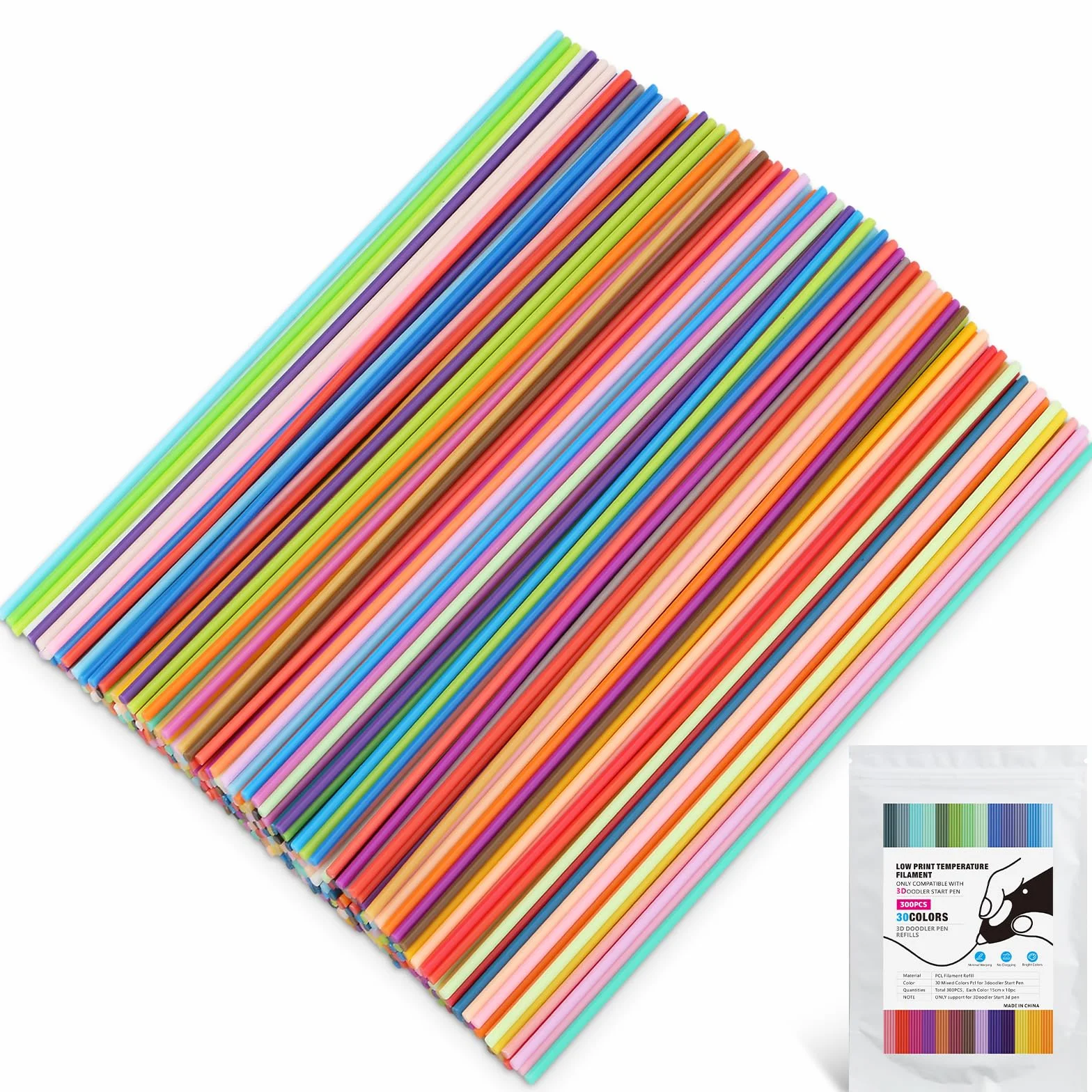 Filament 3Doodler Start 3D 2,5 mm PCL 300 sztuk 30 kolorów