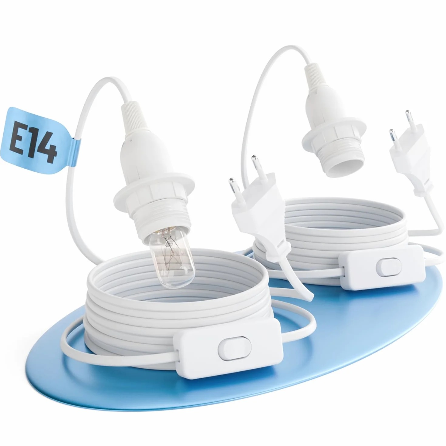 Oprawka lampy E14 z kablem i przełącznikiem biała 3,5 m 60 W 250 V PCW