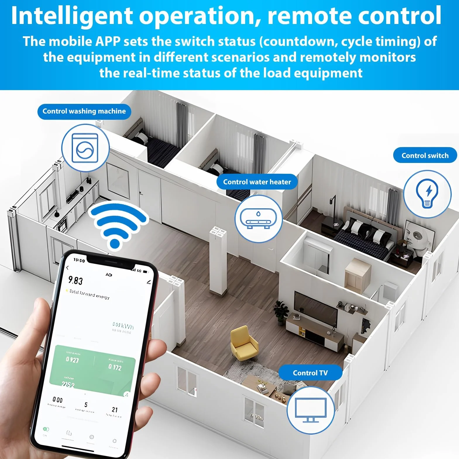 DEWIN Tuya Smart, 1P 63 A 230 VAC przełącznik WiFi inteligentny przełącznik WiFi przekaźnik na szynie DIN zdalne sterowanie za pomocą aplikacji Tuya (1P-JL)