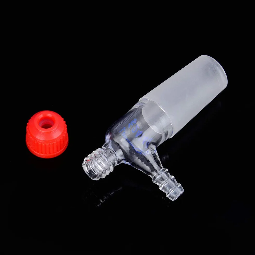 Labasics Szklany adapter do termometru, przegub wewnętrzny 24/40, szkło borokrzemowe, adapter próżniowy z ząbkowanym przyłączem węża i nasadką kompresyjną, wyroby ze szkła laboratoryjnego