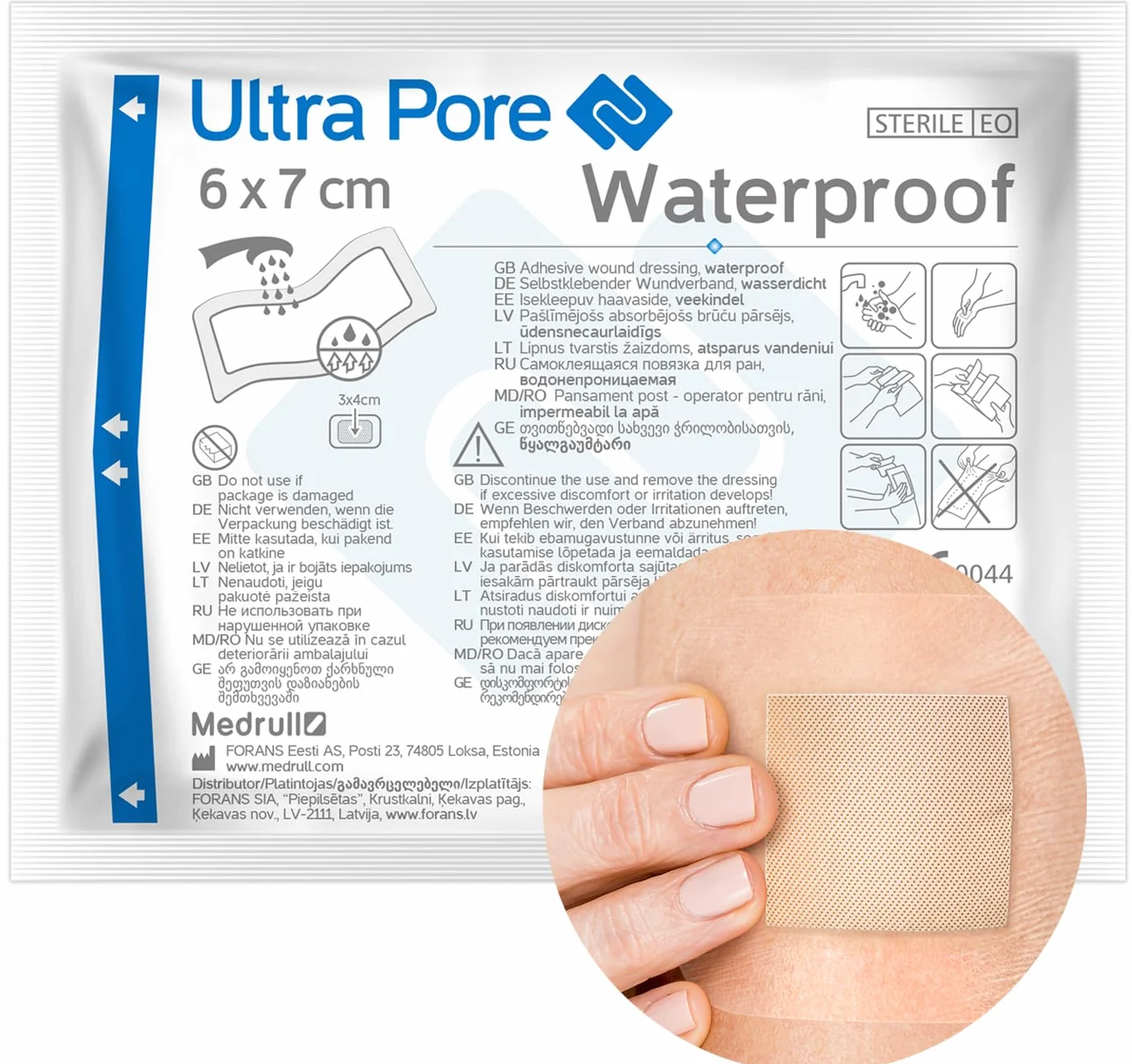 Medrull wodoszczelne plastry na rany sterylne 6 x 7 cm 50 sztuk ultra porowe przezroczyste