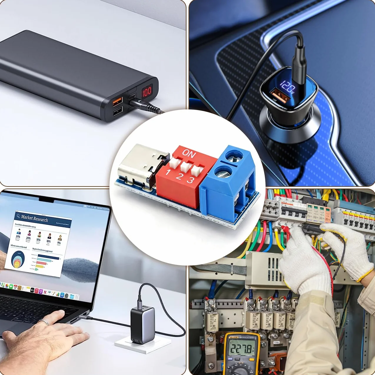 USB-C PD Trigger Board Moduł 3 szt. Przełącznik DIP 5V/9V/12V/15V/20V PD 3.0/2.0 QC 3.0 Ładowanie