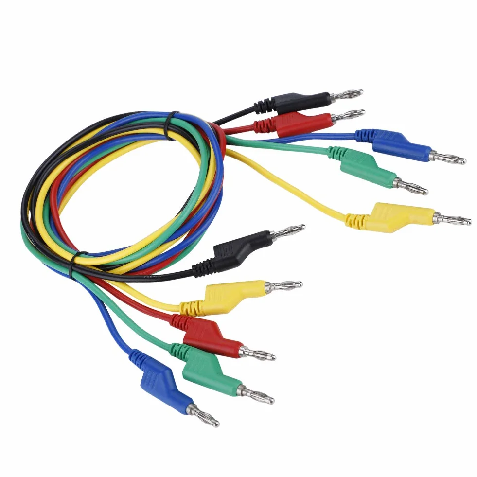 5 sztuk 1 m 4 mm wtyk bananowy kabel zasilający przewody pomiarowe wtyczka kablowa podwójna głowica wtyczka bananowa do multimetra