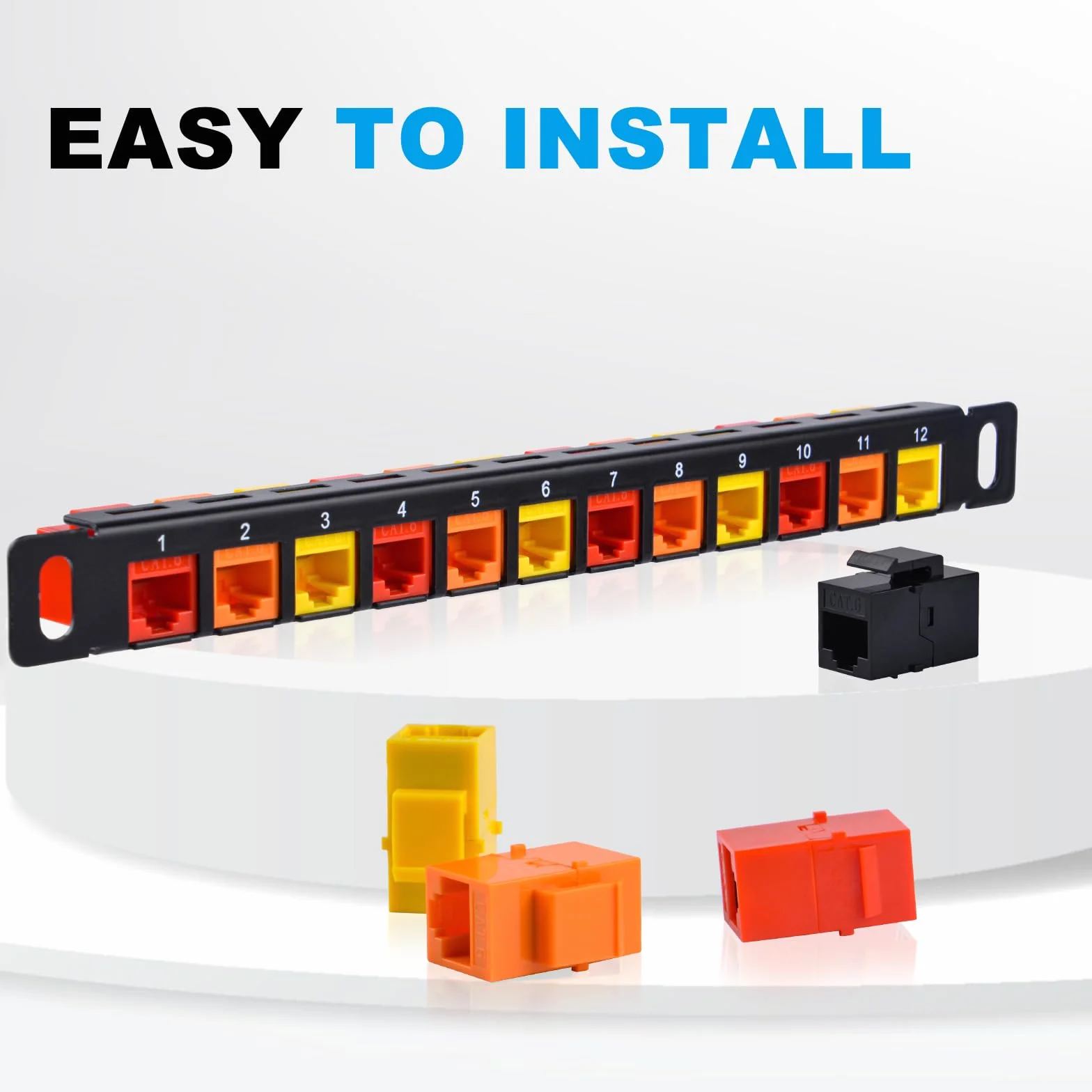 GeeekPi 25.4 cm 0,5U 12-portowy pusty panel krosowy Keystone z wkładką Cat6 RJ45