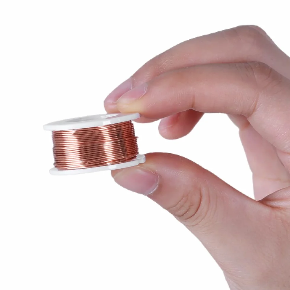 Drut miedziany, 0,5 mm grubość, 10 m długość, emaliowany, magnes, drut magnetyczny, uzwojenie cewka do silnika elektromagnetycznego napędu na cztery koła, model silnika, transformator, uzwojenie cewka