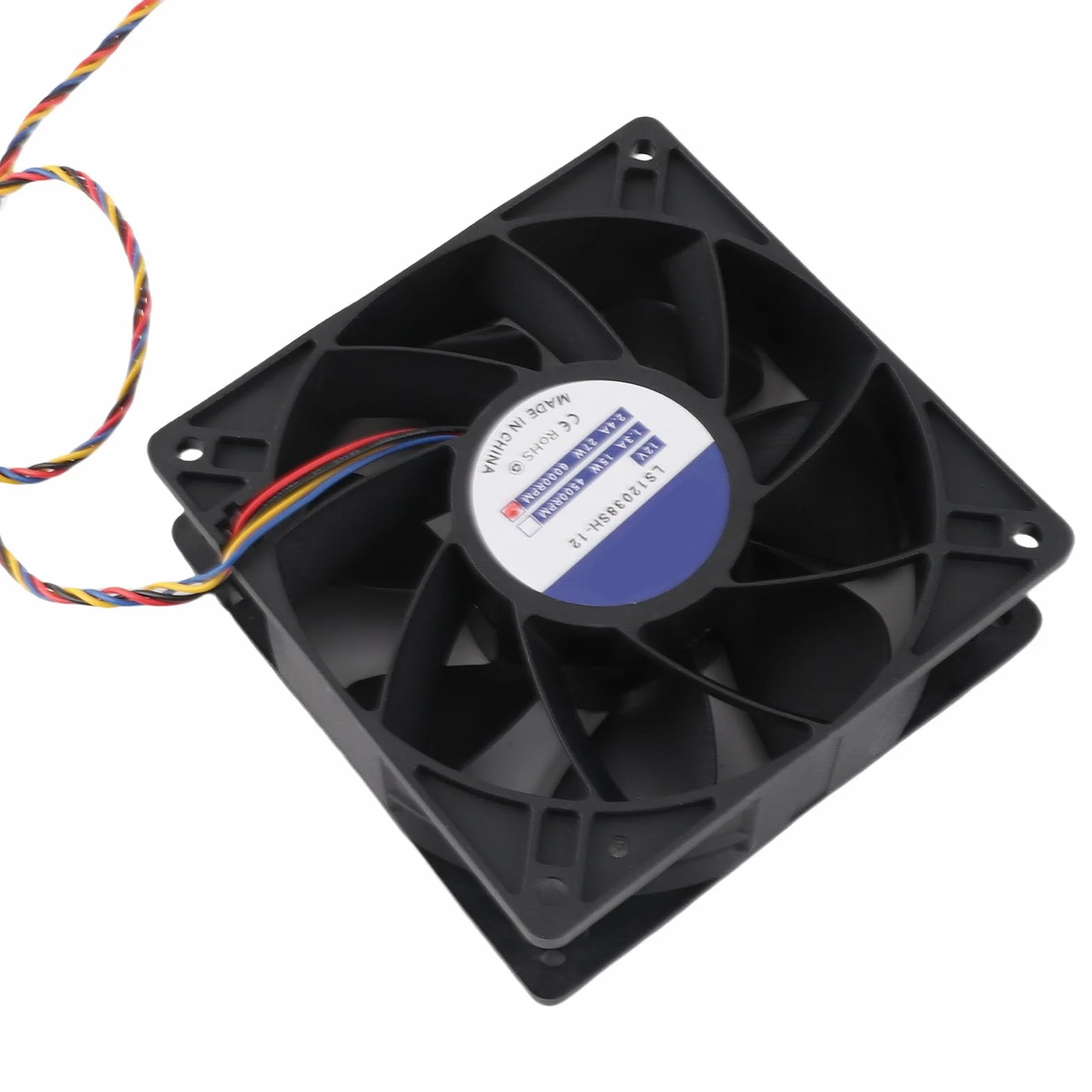 Wentylator Chłodzący 12 Cm, 120 X 120 X 38 Mm 6000 Obr./min 12 V 2,7 A 4-pinowy Bezszczotkowy Wentylator PWM DC w Czarnej Obudowie, Wentylatory Chłodzące do Komputera PC