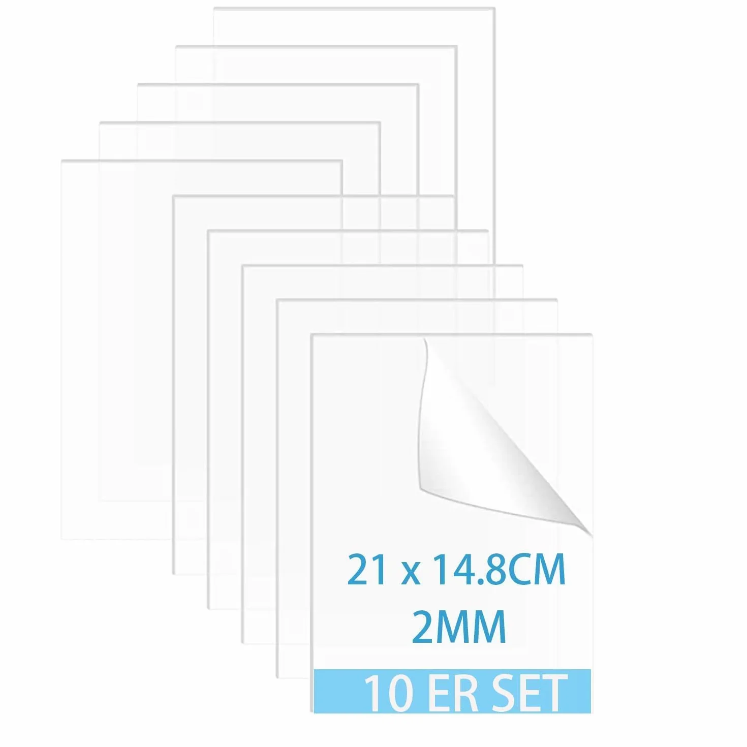 10 płyt ze szkła akrylowy, przezroczysta płyta akrylowa 1 mm, kwadratowe szkło akrylowe 1 mm, podkładki do ramek, zamiennik wystawy projektowej, malarstwa, 21 x 14,8