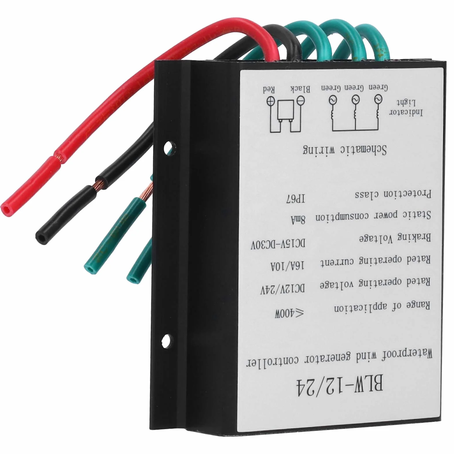 Sterownik Generatora Turbiny Wiatrowej, Wodoodporny IP67 DC12-24V Automatyczny Sterownik BLW‑12/24 400W Regulator ładowania Akumulatora
