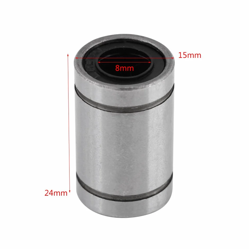 10 szt. LM8UU 8 mm Tuleja łożyska kulkowe liniowe podwójne uszczelnione łożysko kulkowe do projektów wałków / prętów 8 mm zastosowanie do drukarek 3D