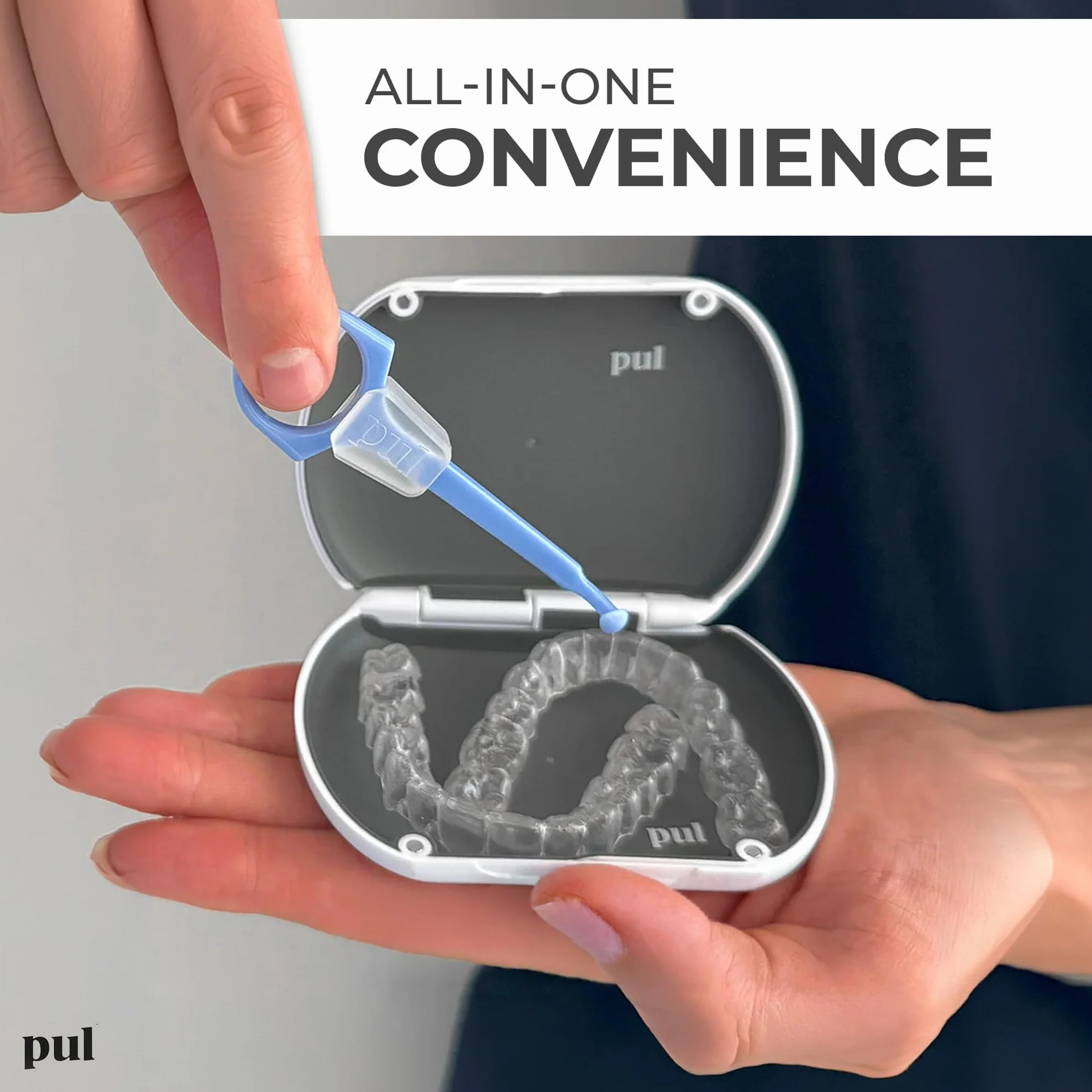 PUL Clear Aligner & Retainer Case - do Invisalign, protez częściowych, osłon ust i nocy, narzędzie do usuwania PUL, wyjmowane dentystyczne - plastikowy uchwyt z bezpiecznym zamknięciem magnetycznym