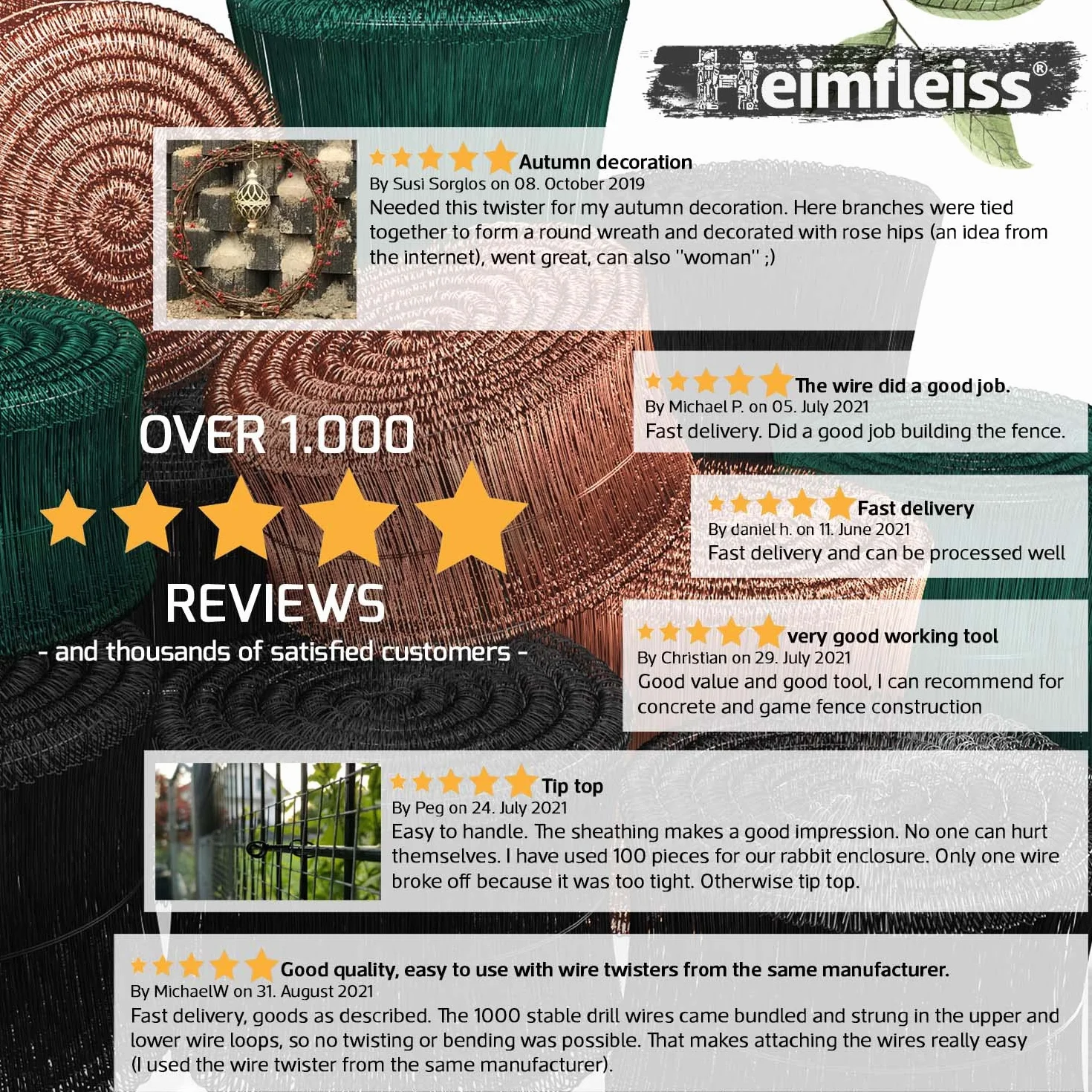 Heimfleiss® Drut rzymski zaizolowany czarny 1,4 x 100-300 mm 1000 szt. nierdzewny do wiązania betonowego z Niemiec