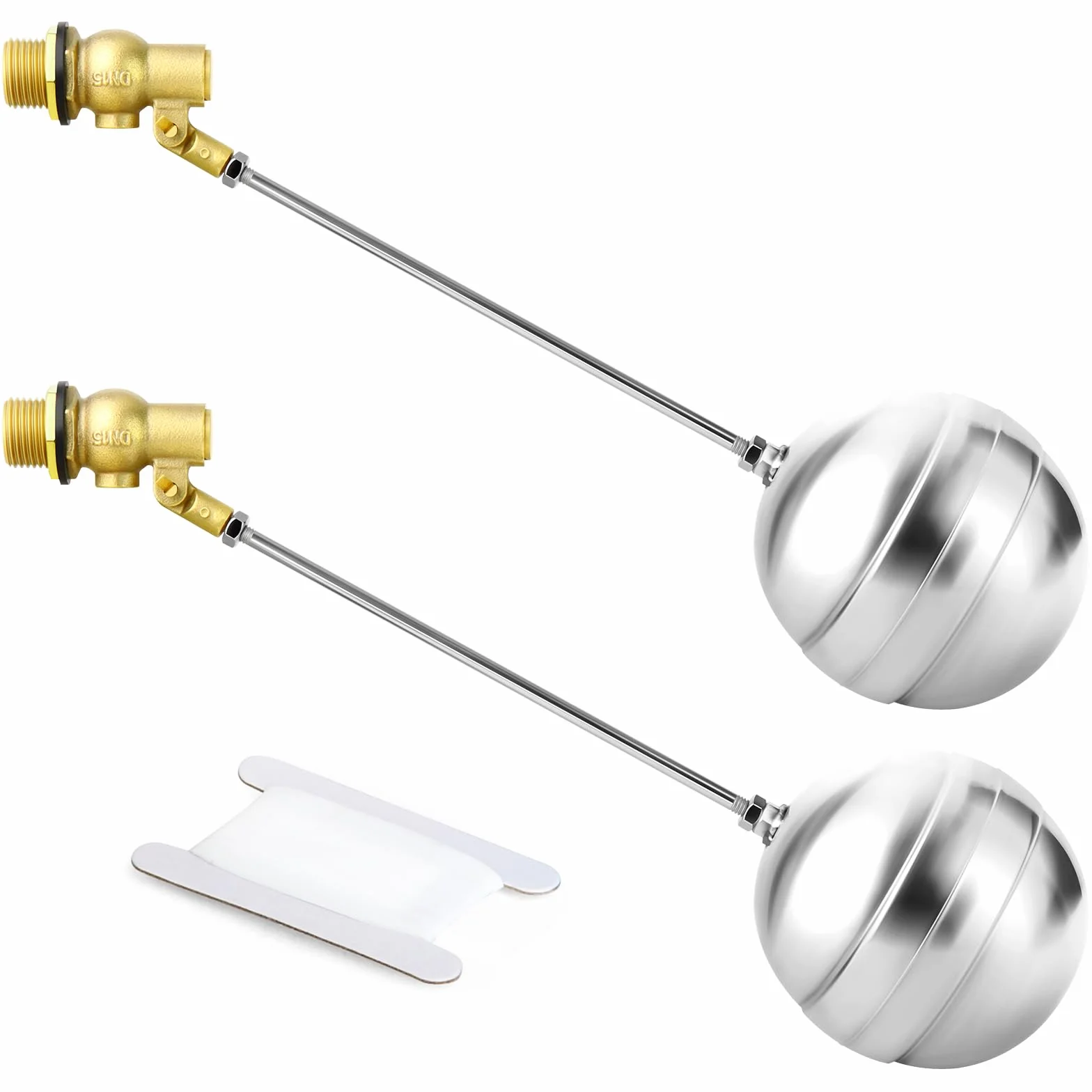 GASHER 2 sztuki 1/2" BSP 304 zawór kulowy pływakowy, DN15, regulowany zawór kulowy do zbiornika na wodę do zbiornika na piętrze, basenu, kontrola poziomu wody