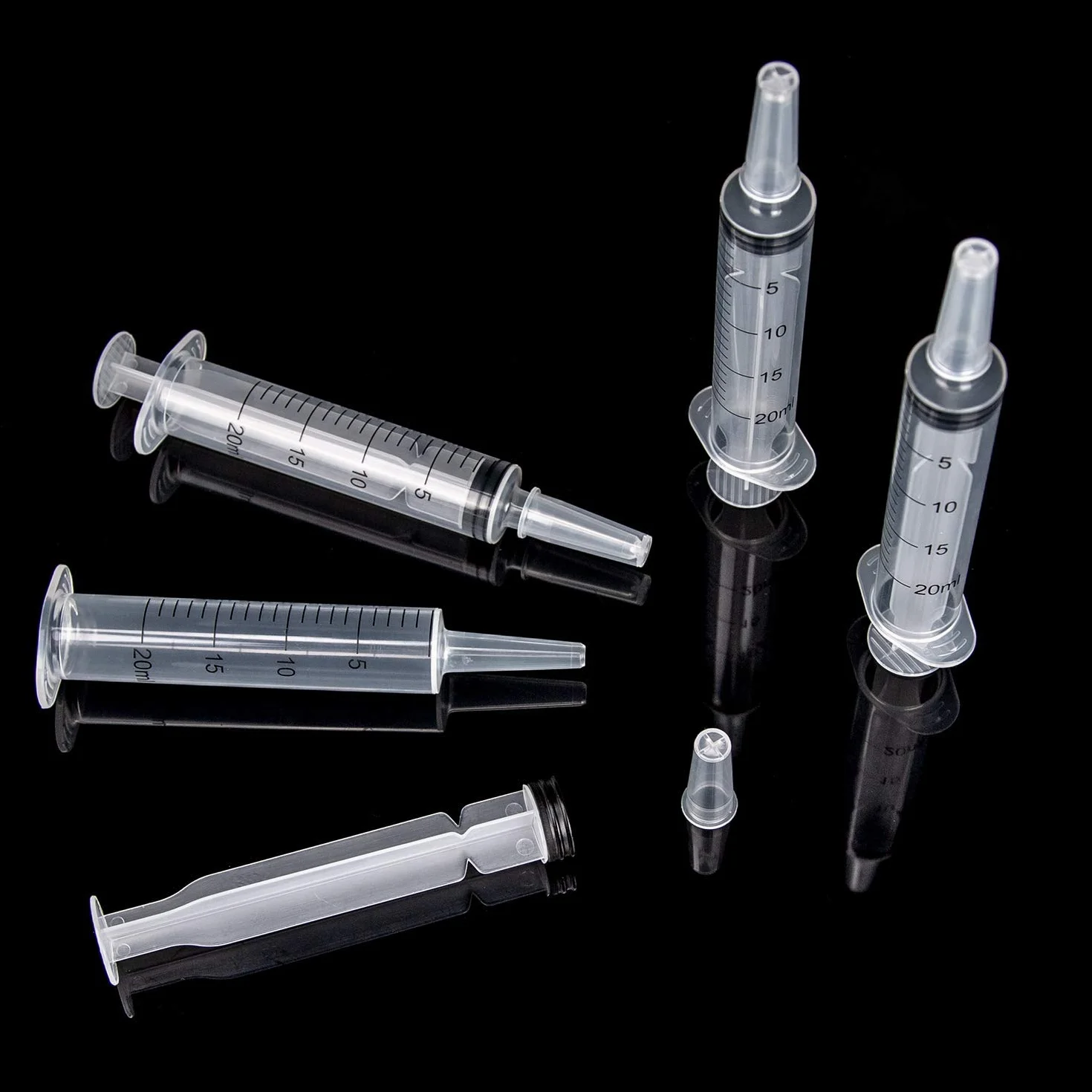 Hyber&Cara Strzykawki 20 ml, 5 szt. plastikowa strzykawka z końcówką cewnika do laboratoriów naukowych, pomiaru i dozowania cieczy, karmienia zwierząt, podlewania roślin