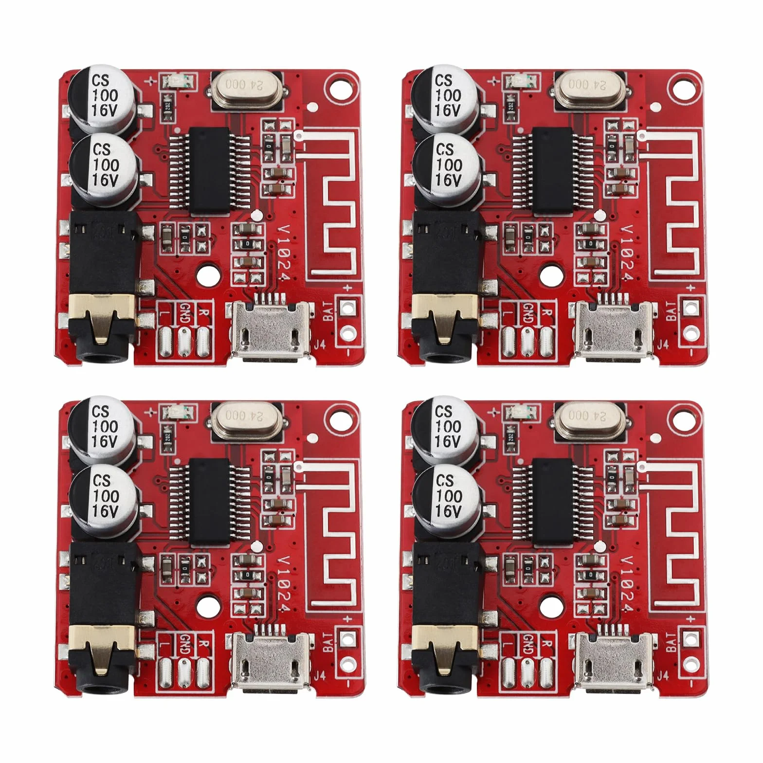 ECSiNG 4 szt. Bluetooth 4.1 MP3 moduł wzmacniacza samochodowego XY-BT mini płytka drukowana dekoder 3,5 mm stereo i moduł odbiornika micro USB do głośników 30 x 30 mm