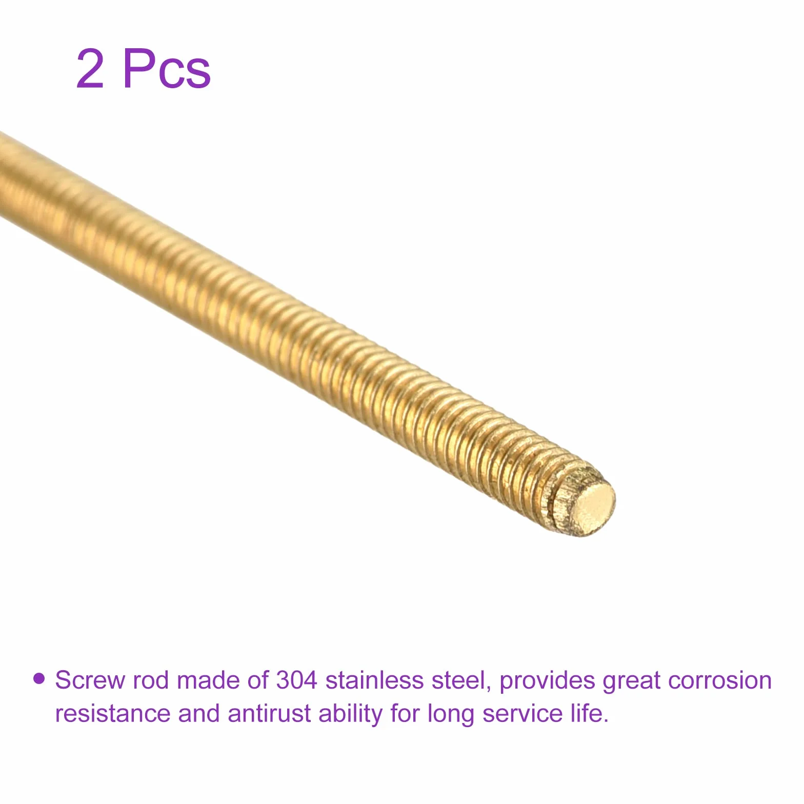DMiotech 2 Pakiet M2.5 x 250mm W pełni gwintowany Mosiądz Rod Prawy Ręczny Gwint Pręt Pręt Śruby Śruby Złoty Tone
