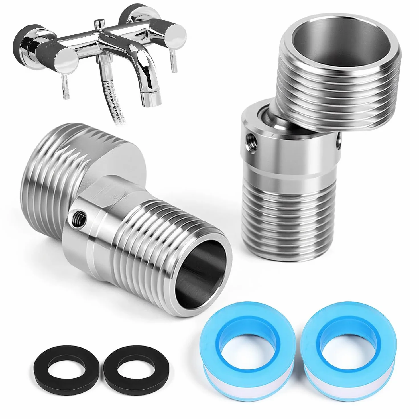 Stal nierdzewna 304 adapter do kranu łazienkowego 360 stopni regulowany w kształcie litery S