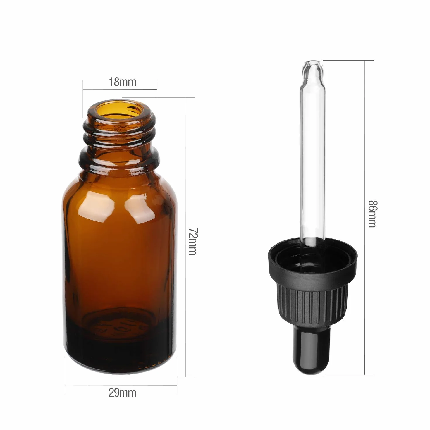Bursztynowa szklana butelka ze szklaną pipetą, 6 x 20 ml butelki z zakraplaczem do wielokrotnego napełniania do mieszanek olejków eterycznych do aromaterapii