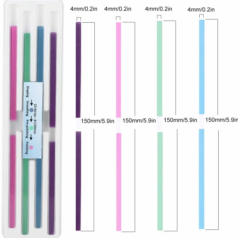 papier ścierny do zębów, paski polerskie, rozmiar – szerokość 4 mm, żywica do zębów międzyzębowych, narzędzie szlifierskie (60 szt./opakowanie)