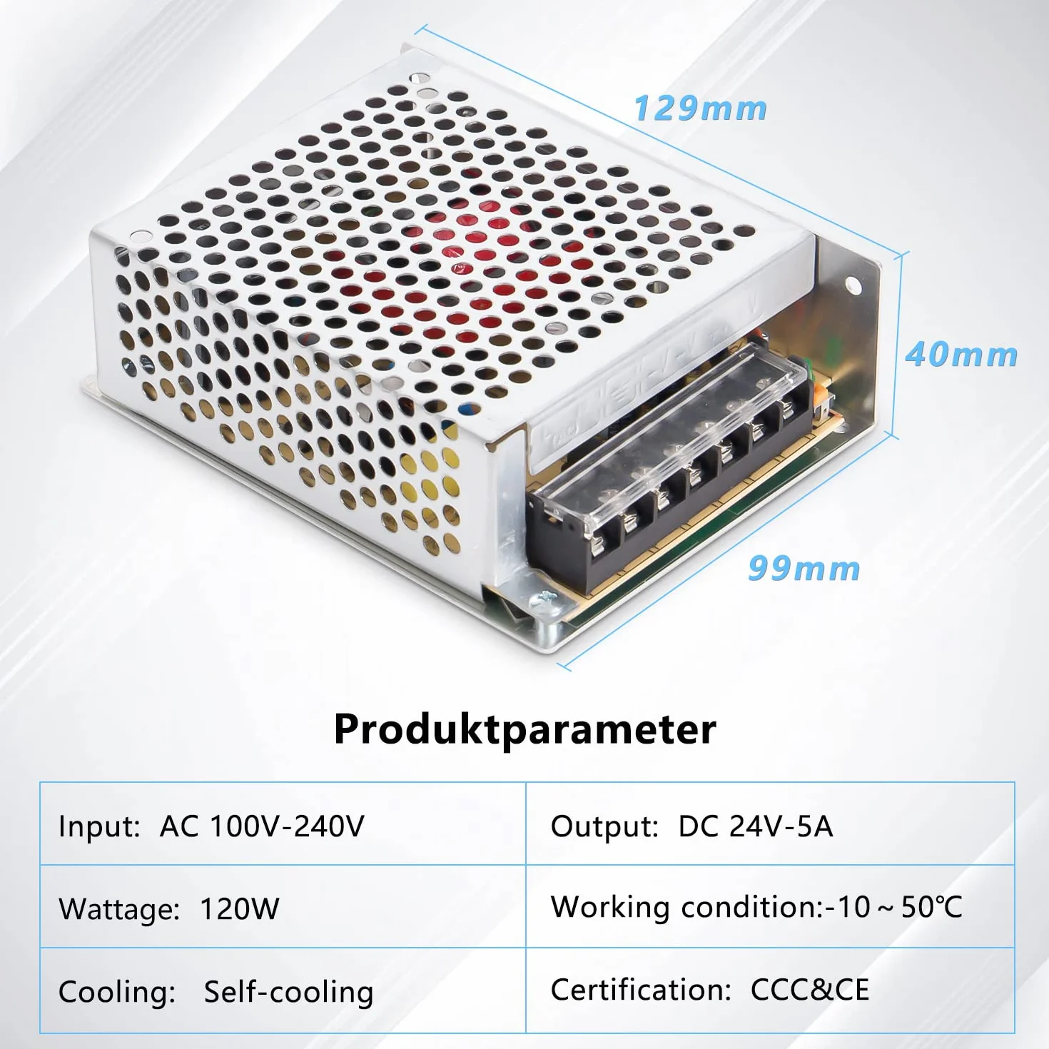 przełącznik zasilania AC 100-240 V do 24 V 5 A 120 W DC, transformacji napięcia, nadaje się do LED pasków, kamer, monitoringu, projektów