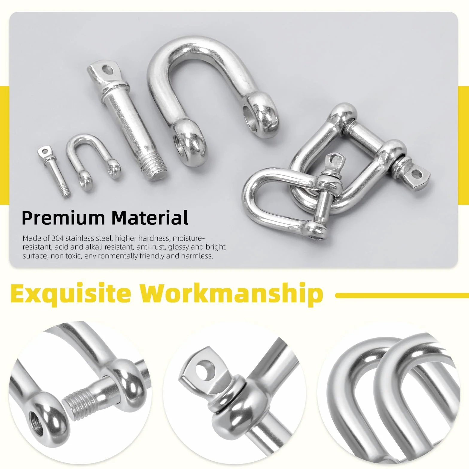 304 stal nierdzewna D Shackles śruba Pin Anchor Bow Shackle szekla widełkowa klasy morskiej
