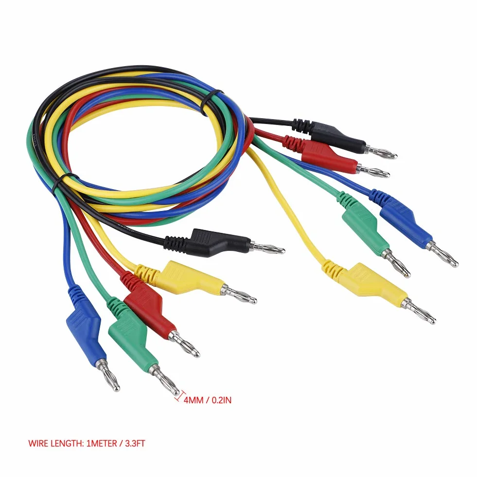 5 sztuk 1 m 4 mm wtyk bananowy kabel zasilający przewody pomiarowe wtyczka kablowa podwójna głowica wtyczka bananowa do multimetra