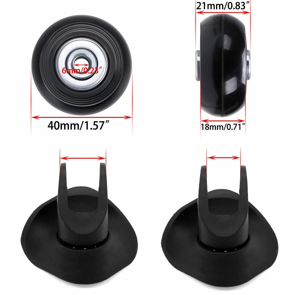 SUMNACON 4 szt. 40 x 18 mm koła zamienne do walizek bagażowych, gumowe kółka obrotowe zestawy naprawcze łożysk