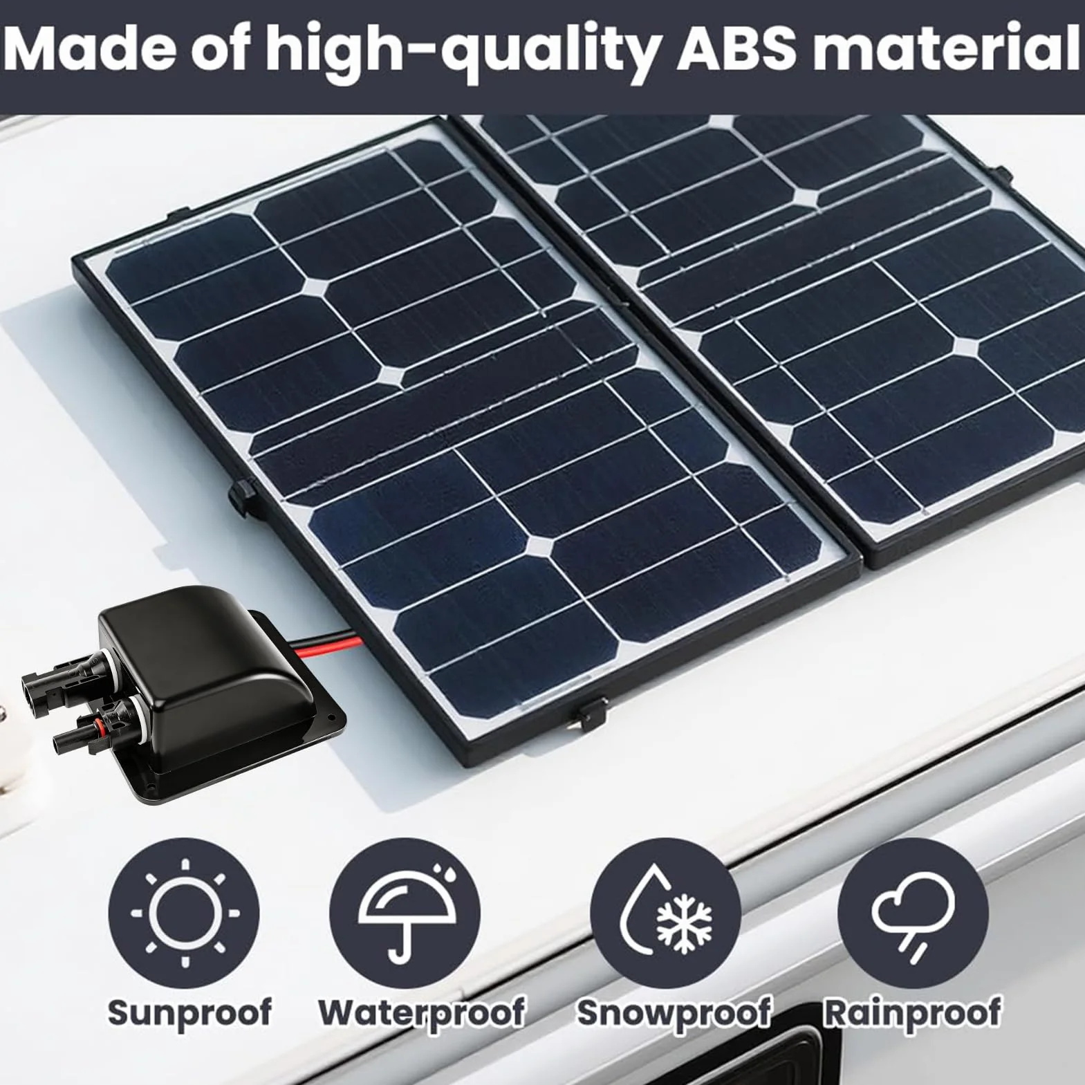 Przepust dachowy na kabel solarny, wodoszczelny, podwójny przepust kablowy z kablem solarnym 2 m, moduły solarne, złącza kablowe, przepust dachowy do kamperów fotowoltaicznych, kamperów