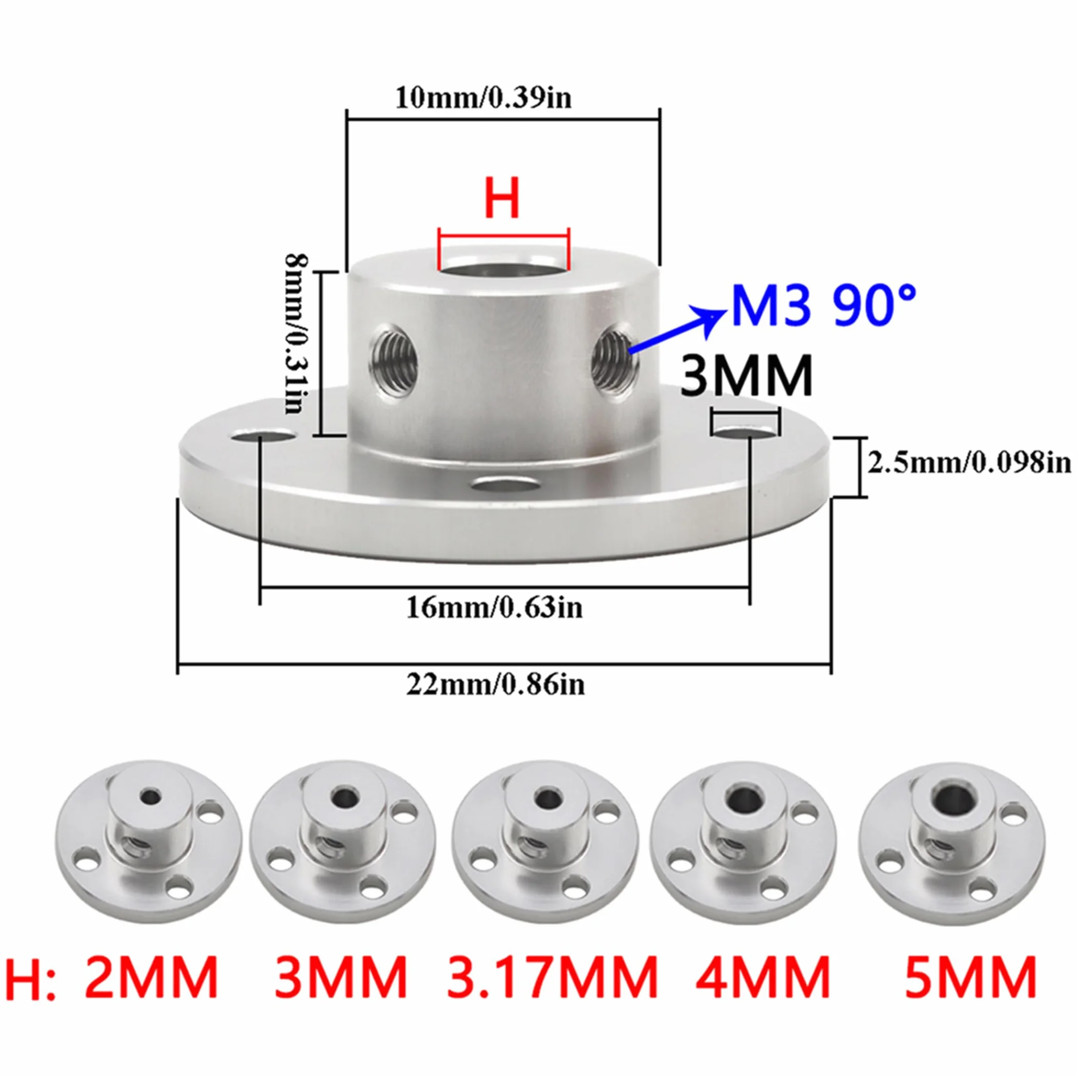 4 sztuki łączników kołnierzowych 4 mm ze stopu aluminium, sztywne akcesoria do modelu prowadzącego, okucia osi wału do silników modeli RC DIY