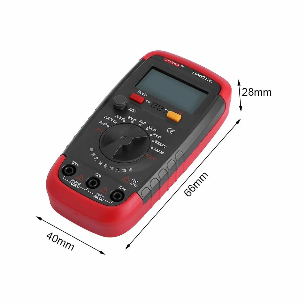 Cyfrowy miernik pojemności tester kondensatorów Pro 0,1 pF - 20 000 uF z podświetleniem LCD 1999